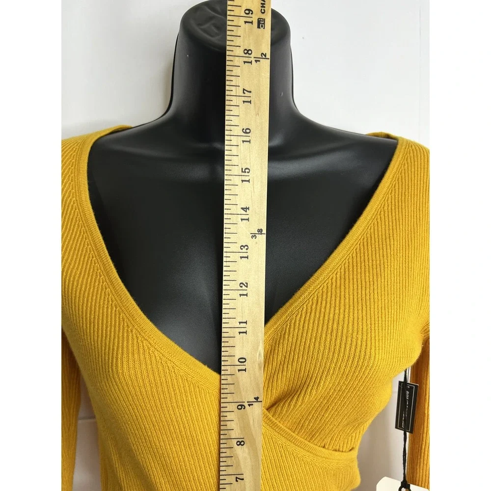 Leith Sweater Womens XS Ribbed Wrap Front Long Sleeve Pullover Top‎